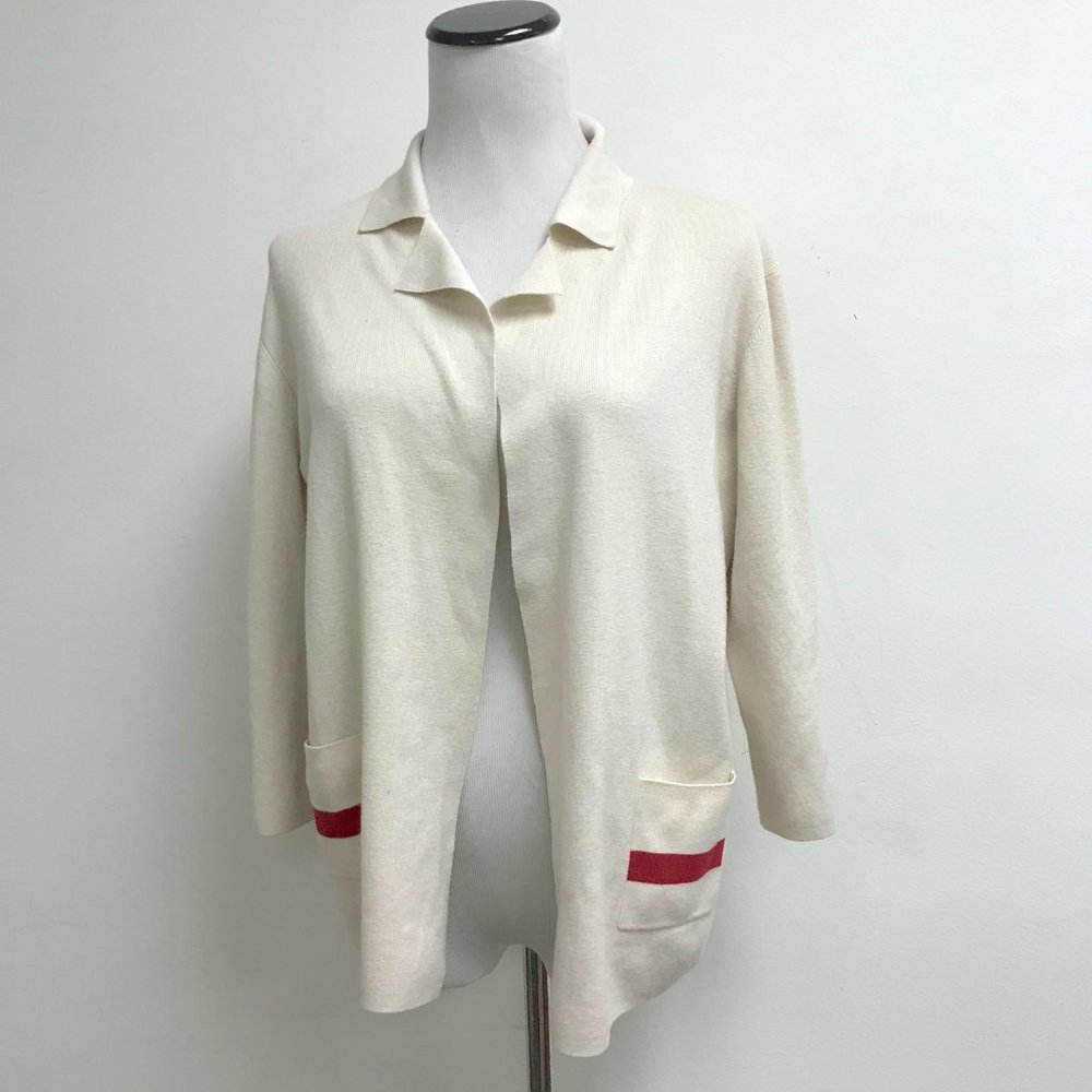 Giorgio Armani Collezioni cream red silk cotton open cardigan jacket 10 vintage